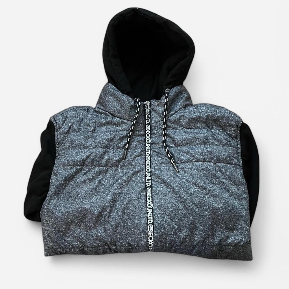 Ecko Unlimited Two-Tone Puffer Jacket with Hood
